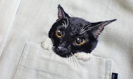 Карманные коты – вышивка японской художницы Hiroko Kubota