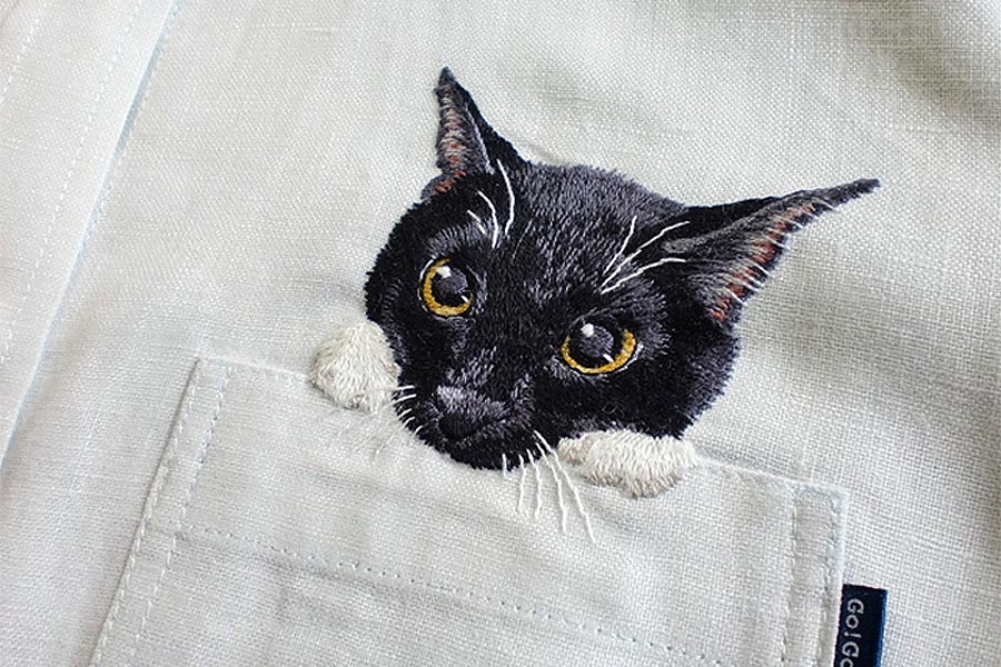 Карманные коты – вышивка японской художницы Hiroko Kubota