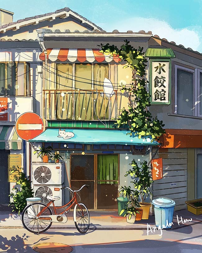 Уютные магазинчики на иллюстрациях Anglea Hao
