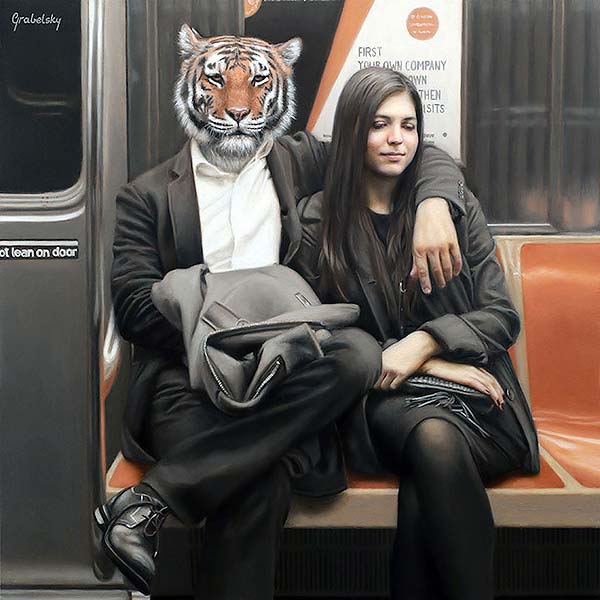 Пассажиры нью-йоркского метро на картинах Matthew Grabelsky