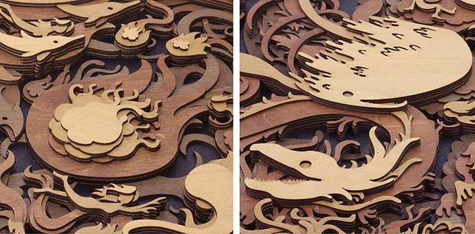 Многослойные деревянные композиции художника Martin Tomsky