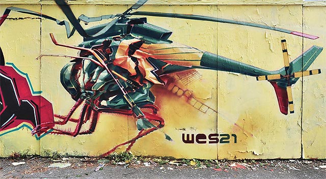 Стрит-арт уличного художника WES21